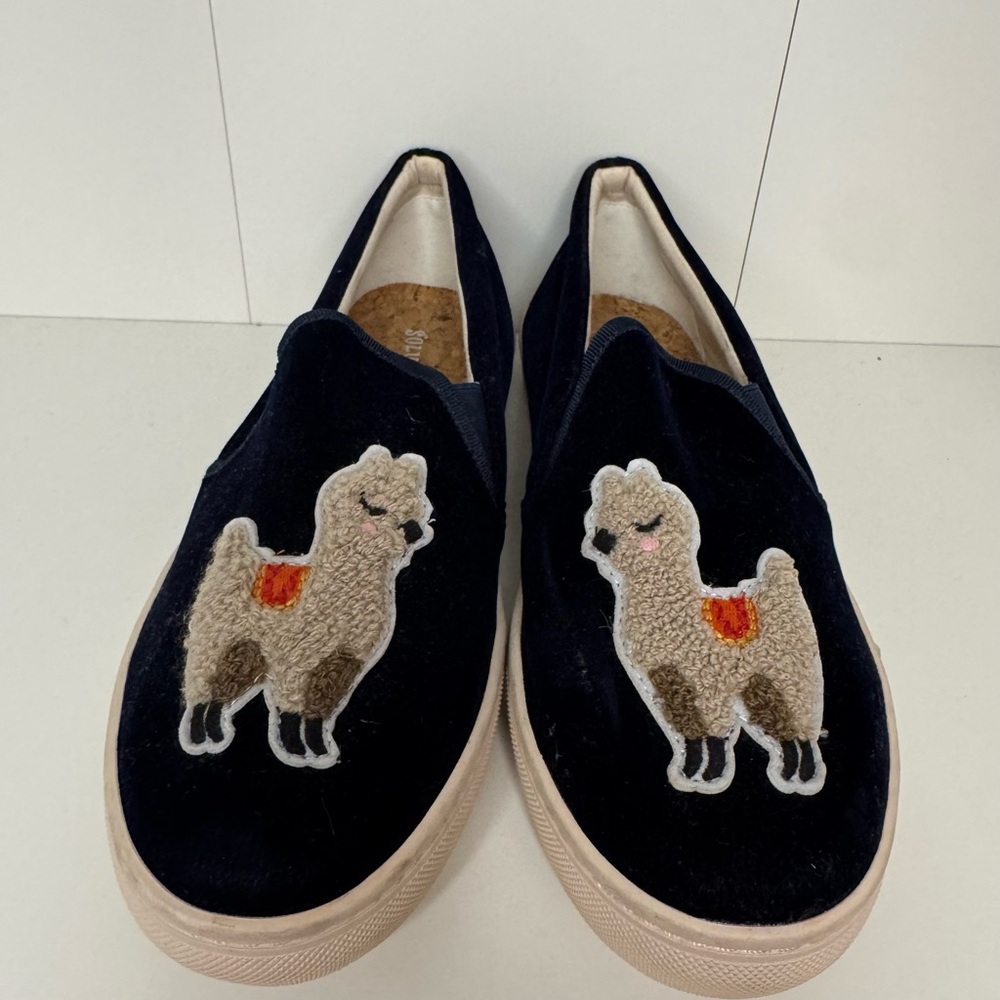 Soludos Velvet Llama Embroidered Slip-On Shoes